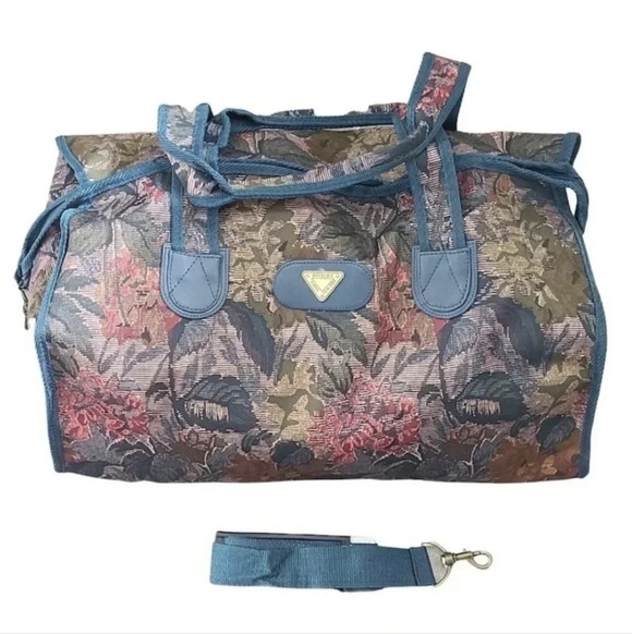 80s Riviera Floral Tapestry Duffle Bag - Picture 1 of 14